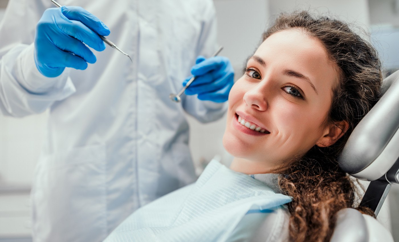 Woman smiling in dental chair